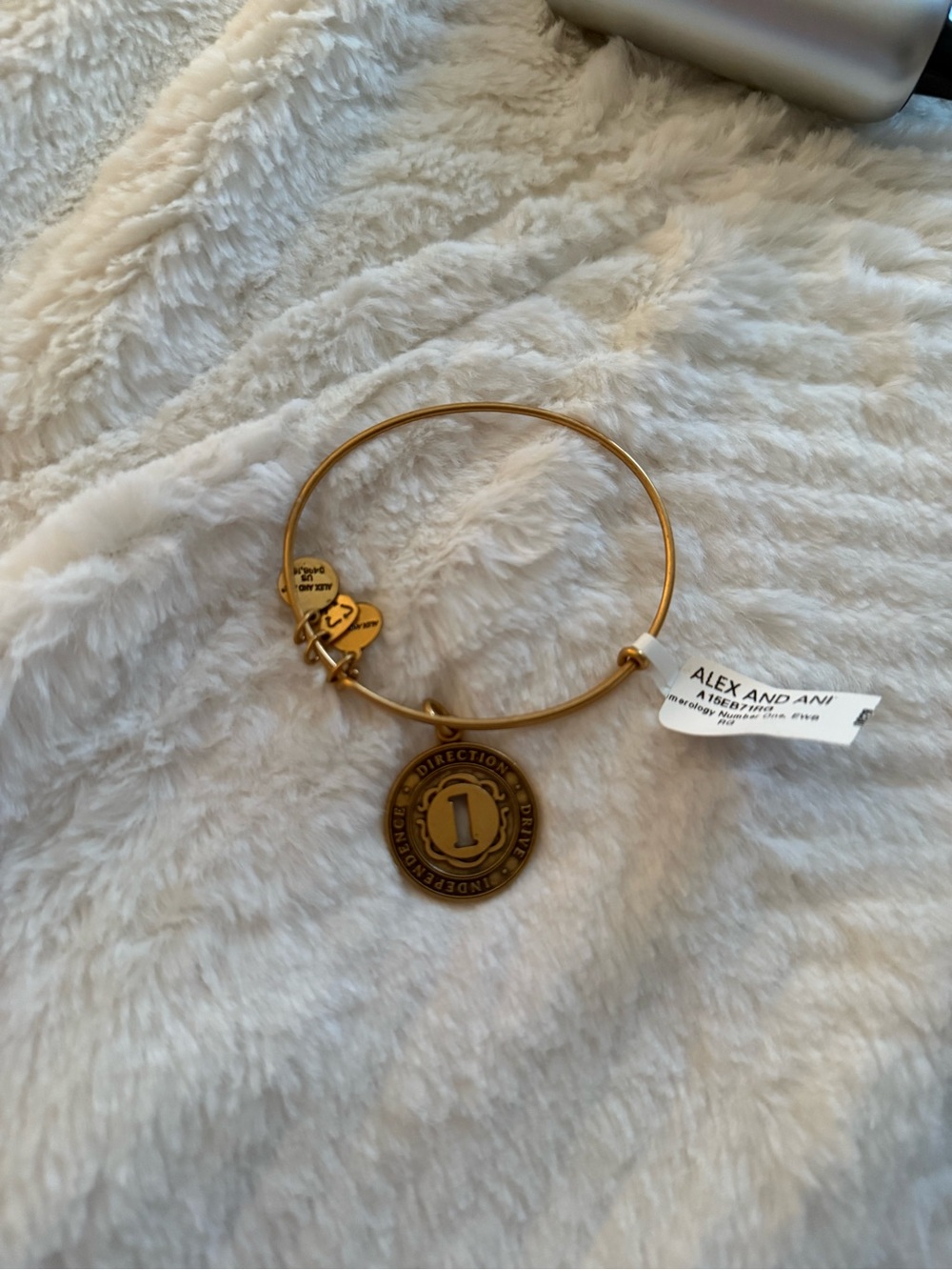 Alex and Ani Gold One Direction Round Logo Charm Bangle